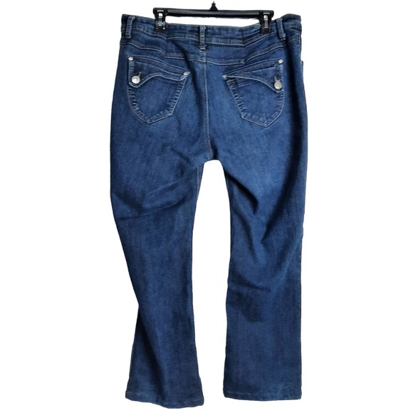 Southpole Women's Stretch Dark Wash Silver Embroidery Pockets  Flare Cut‎ 20 - Picture 3 of 6